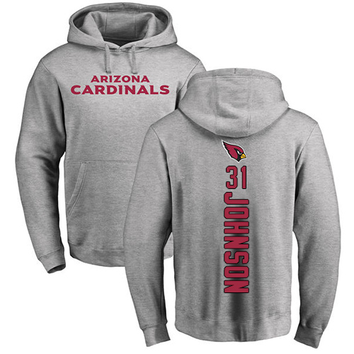 Arizona Cardinals Men Ash David Johnson Backer NFL Football 31 Pullover Hoodie Sweatshirts